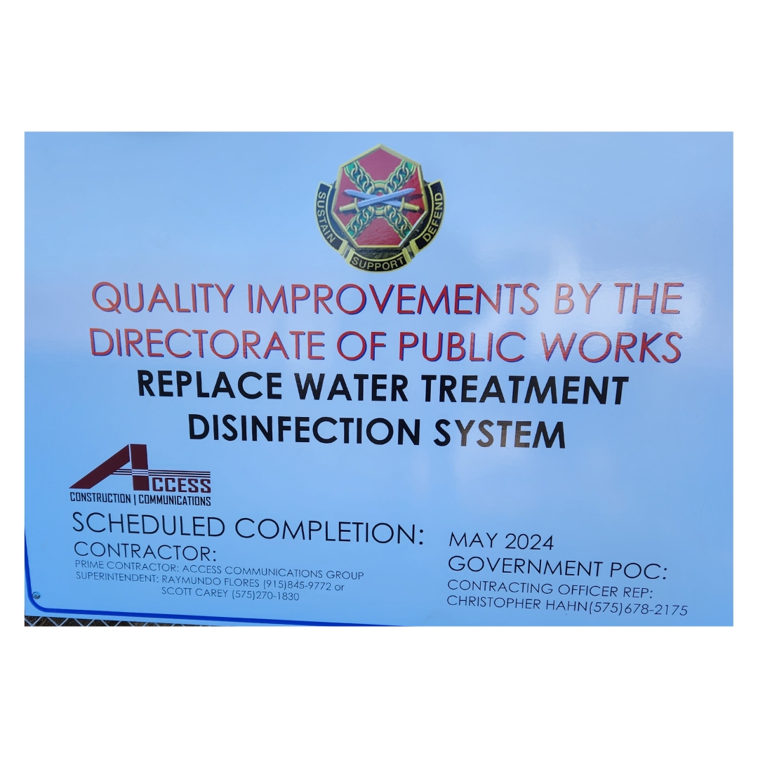 8(a) DOD Replace Water Treatment Disinfection System White Sands, NM
