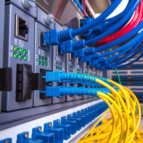 Tactical command room live-streaming data over fiber-based infrastructure.