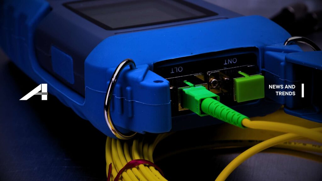 OTDR test in progress for a fiber optic system in a federal data center.