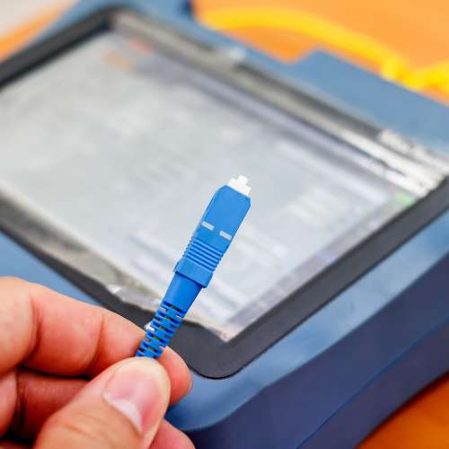 OTDR display showing loss readings and fiber event locations.