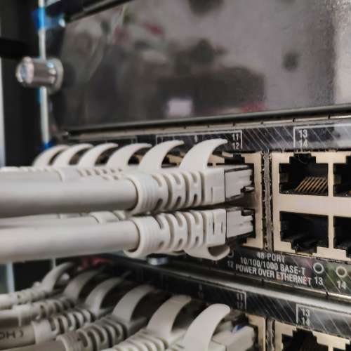 Dual fiber paths leading to a government server room.